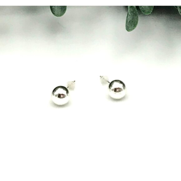 Vintage Sterling Silver Ball Stud Earrings - Picture 2 of 2